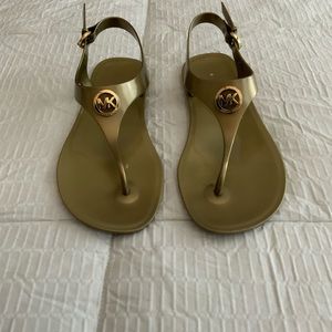 Gold MK Jelly Sandals